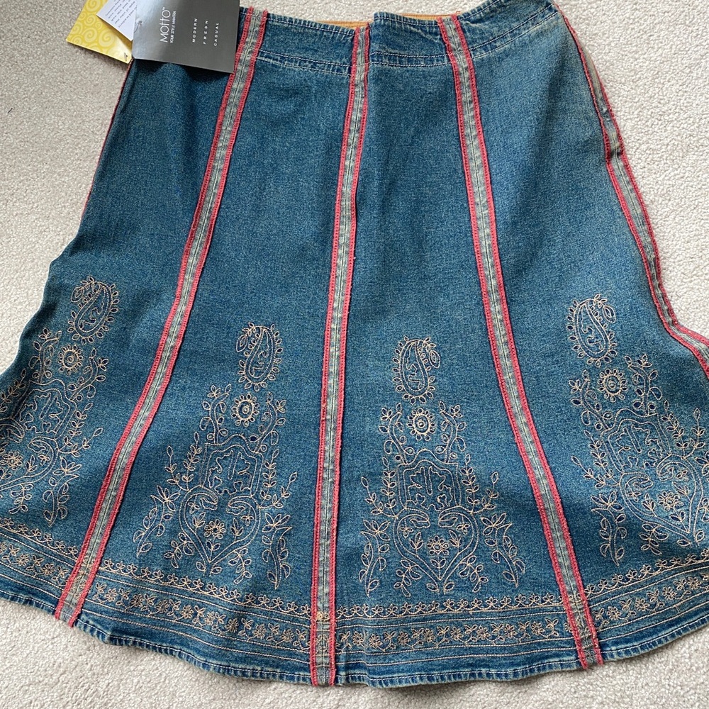 Boho denim embroidered skirt